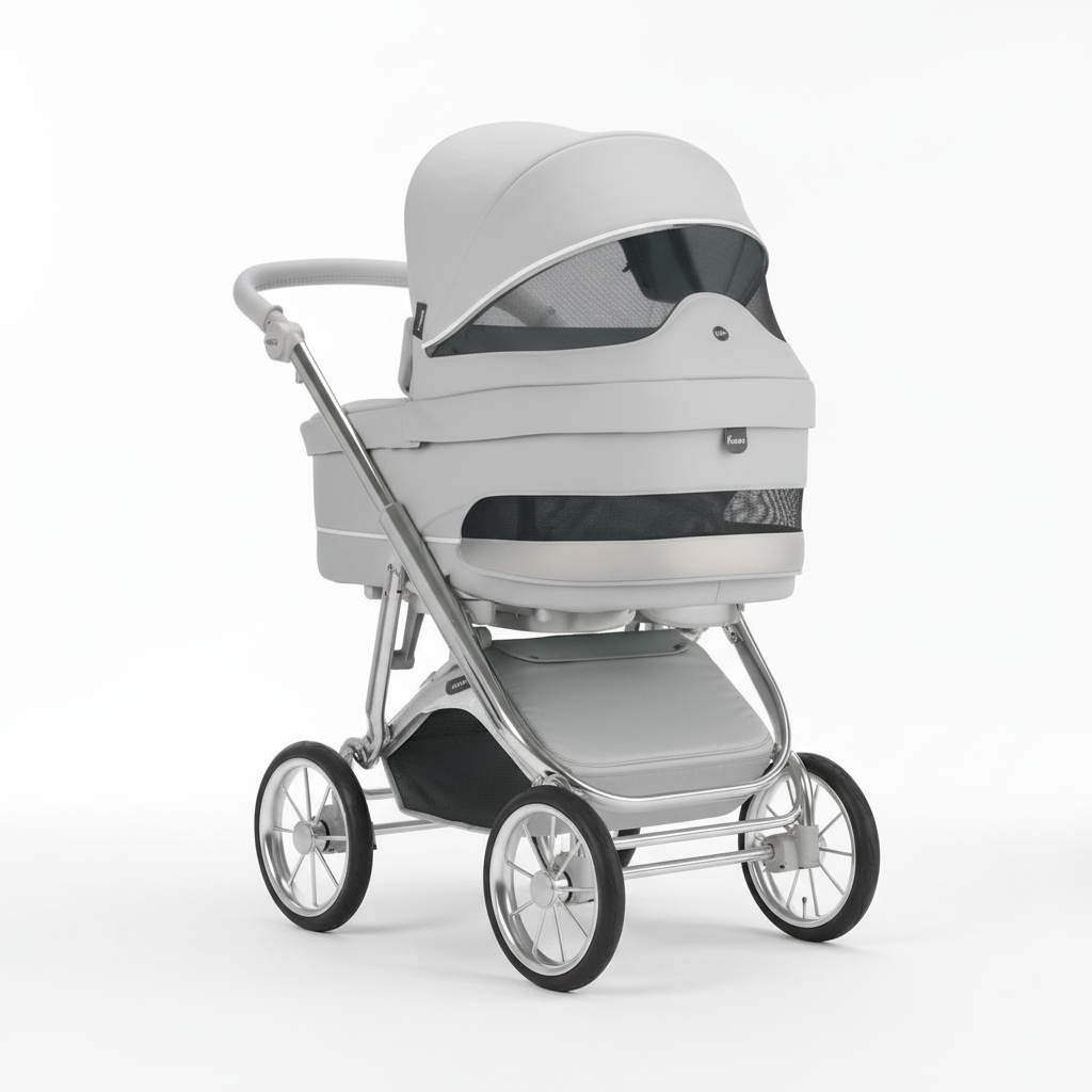 בבהקאר פארקור 051 – אפור דמוי עור | עגלת תינוק