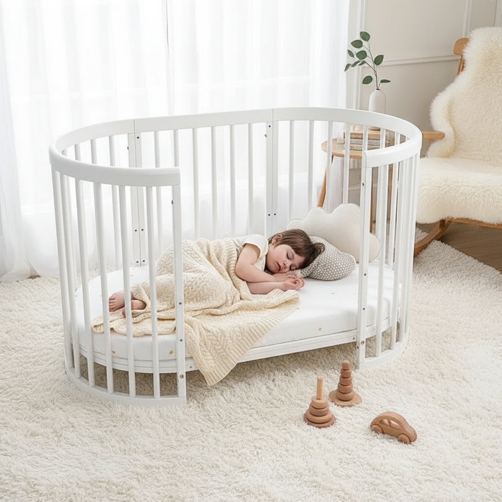 קן לציפור 4 ב-1 –דגם D-1 עריסה ומיטת תינוק לבן