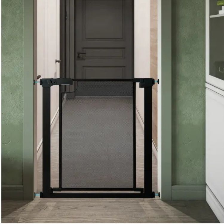 שער בטיחות רשת ללא קדיחה – מנגנון נעילה אוטומטי, לבן | שערי בטיחות