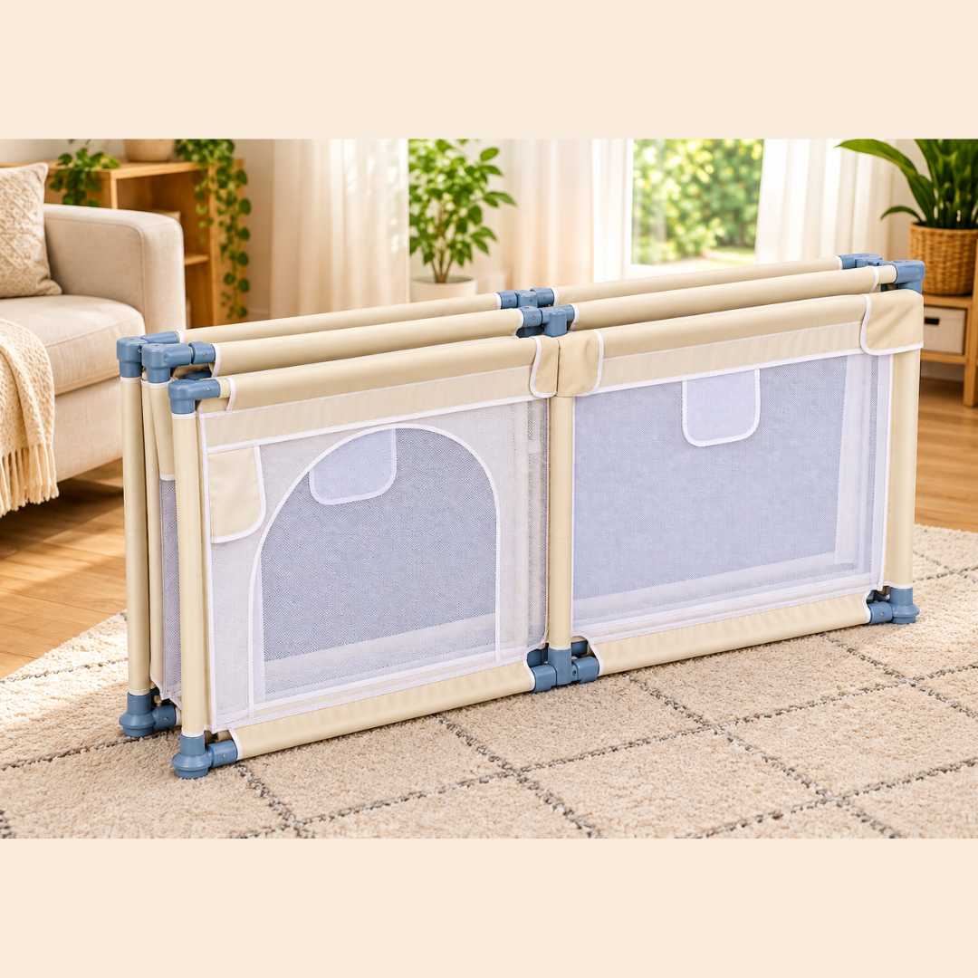 גדר פעילות מתקפלת לתינוקות 180×200 ס״מ – עם שטיח פעילות, כדורים