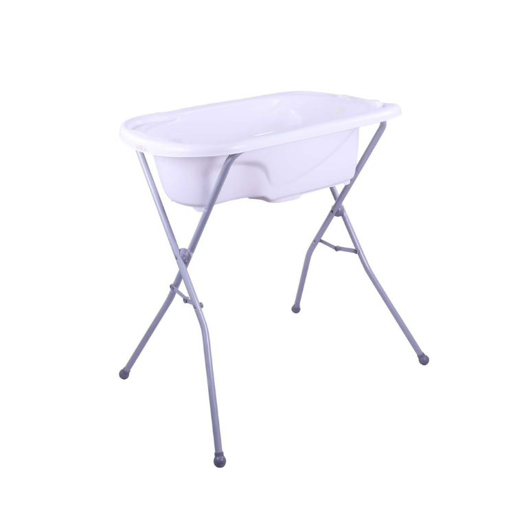 אמבטיה לתינוק דגם 8805 לבן מפוליפרופילן עם מעמד מתקפל