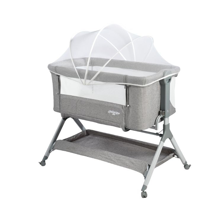 עריסה מתחברת MINIGO אייר אפור עם מזרן נושם וכילה