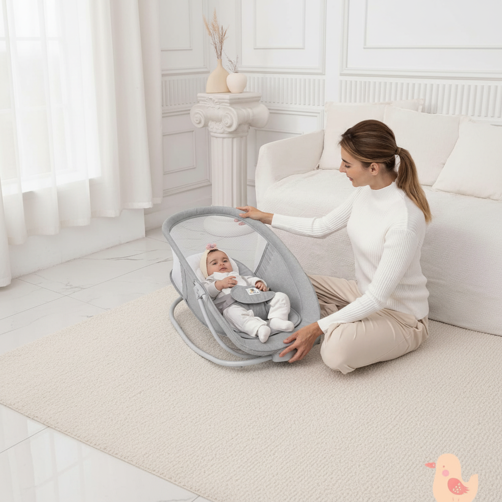 מאסטלה 4 ב-1 – נדנדה חשמלית וטרמפולינה עם מגש אוכל נשלף