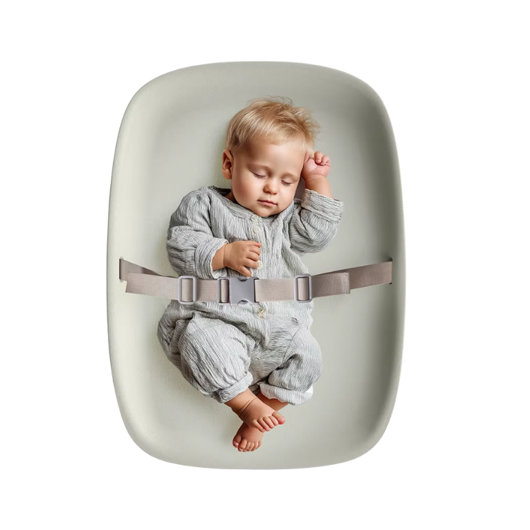 משטח החתלה מסיליקון גדול עם חגורות צבע בז