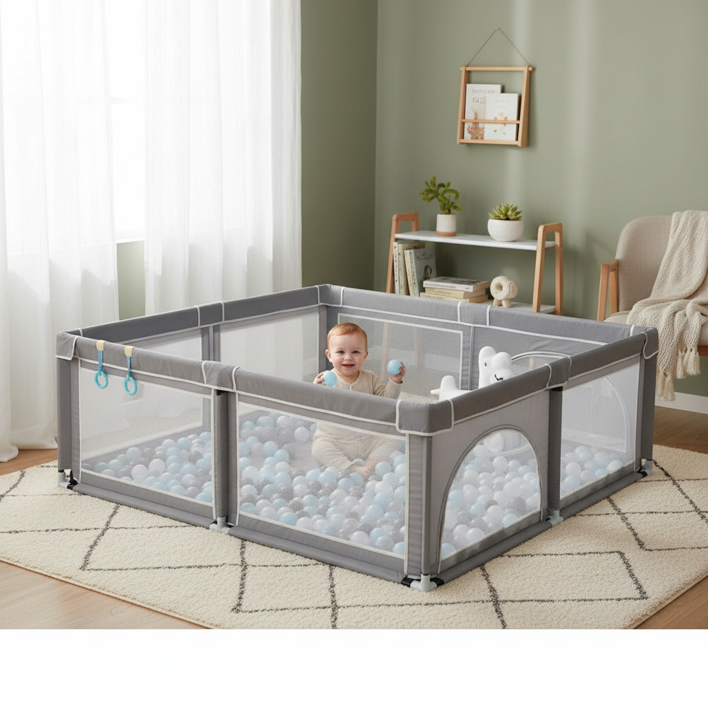 Minigo & Be-Care – מתחם פעילות מרשת עם כדורים | גדר פעילות