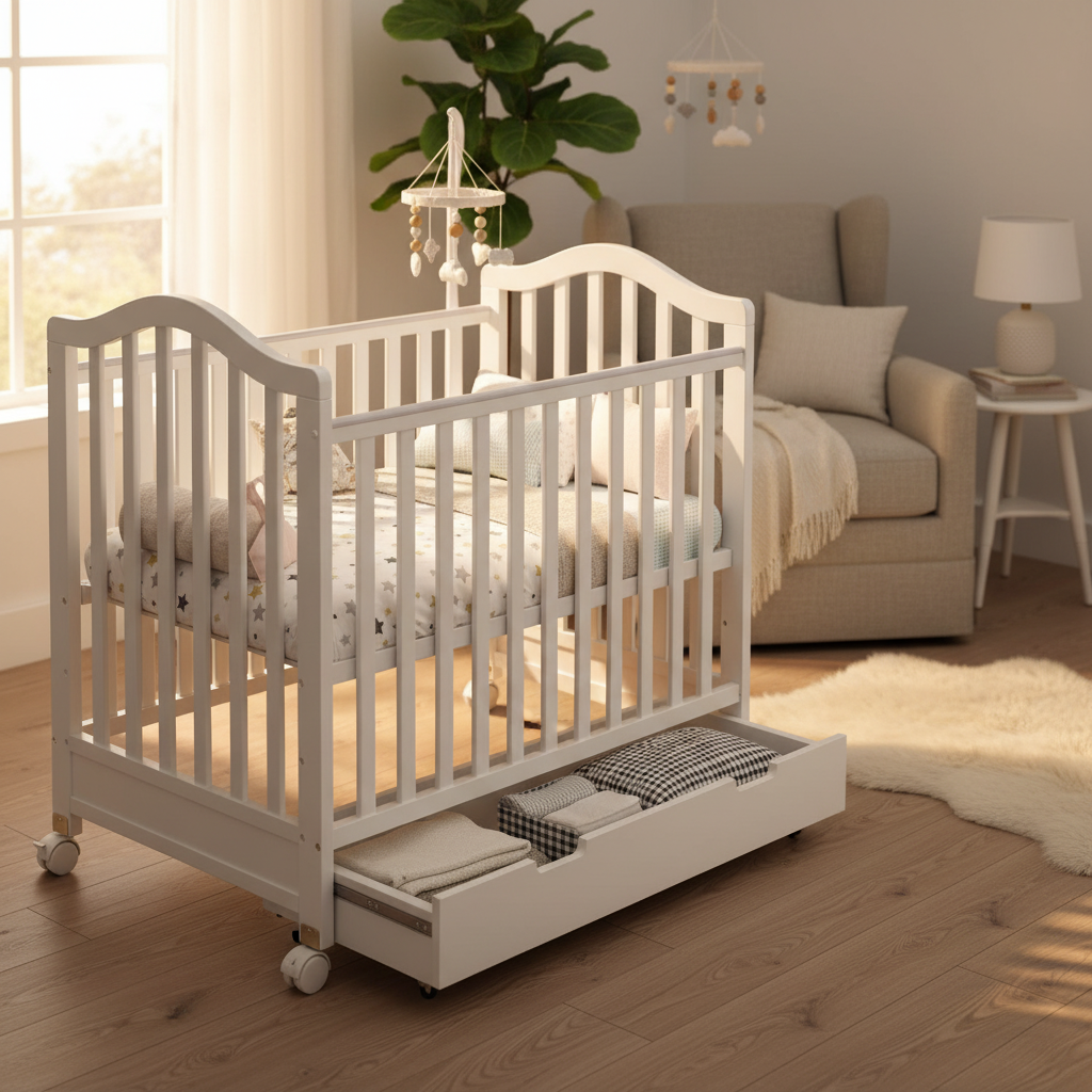 מיניגו – סט מיטה ושידה | חדר תינוק לבן