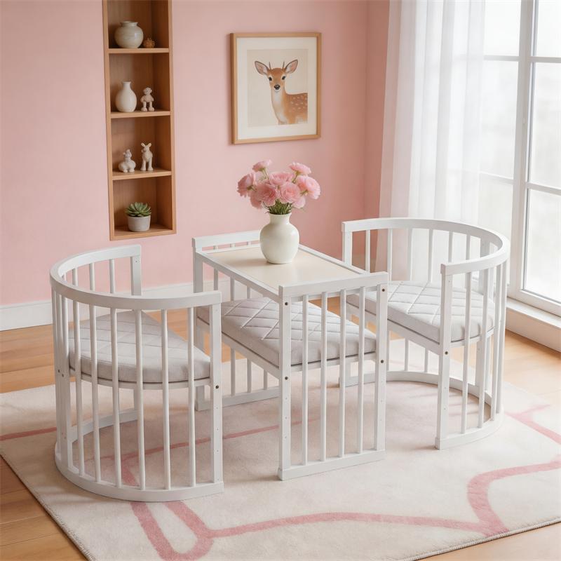 קן לציפור 4 ב-1 –דגם D-1 עריסה ומיטת תינוק לבן