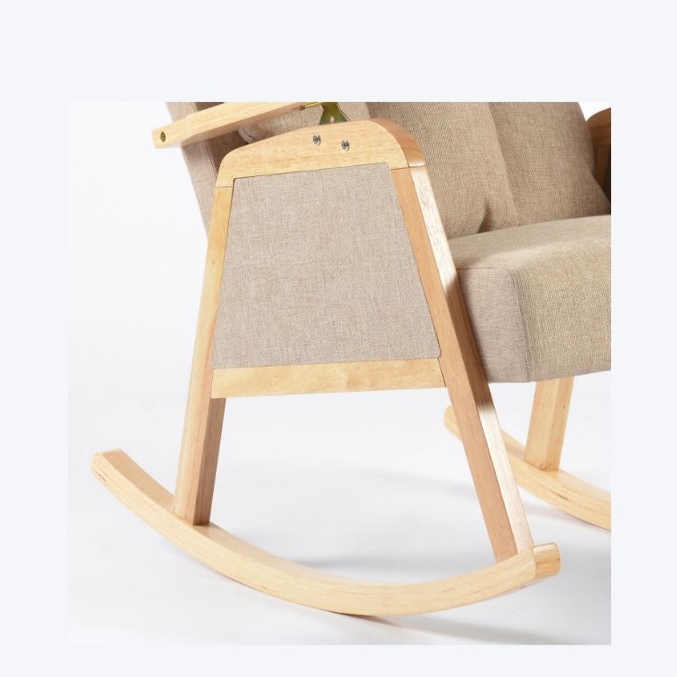 כורסאת הנקה נדנדה בז’ עם גב מתכוונן והדום מתנדנד