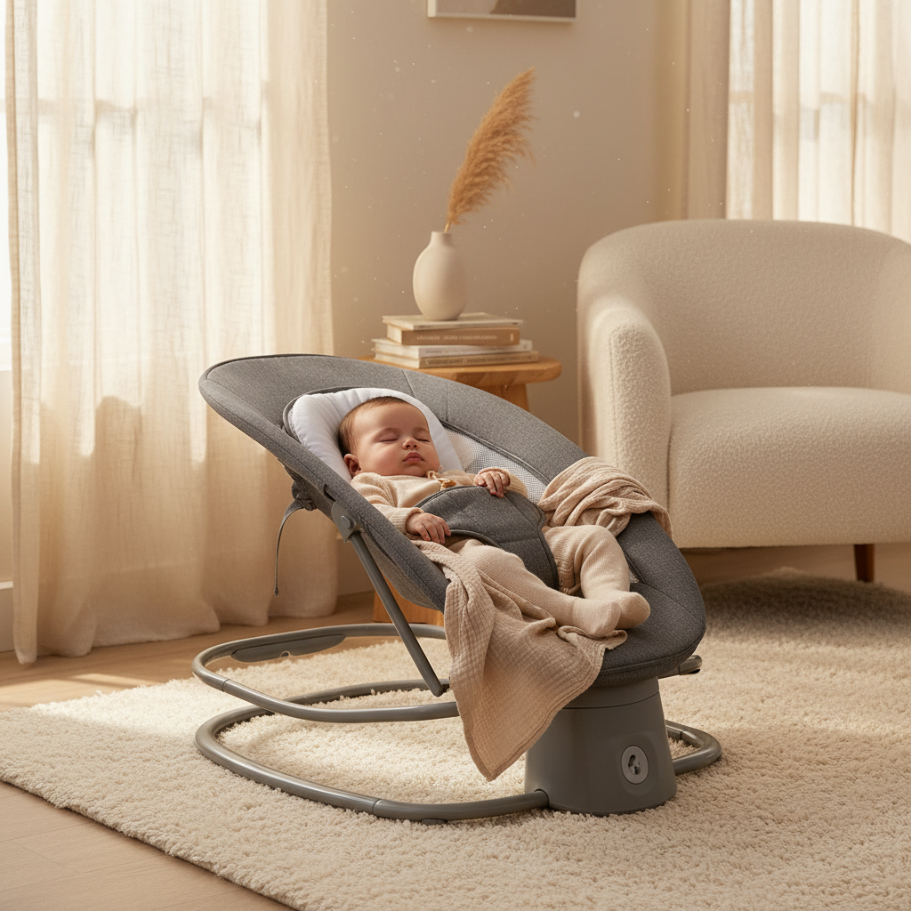 מאסטלה 4 ב-1 – נדנדה חשמלית וטרמפולינה עם מגש אוכל נשלף