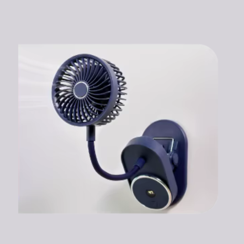 מאוורר קליפס נטען שחור עם צוואר גמיש USB – 3 מהירויות