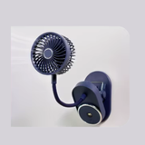 מאוורר קליפס נטען שחור עם צוואר גמיש USB – 3 מהירויות