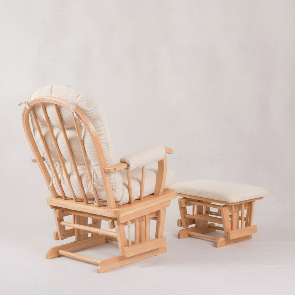 כורסת הנקה TF14T-1S – ריפוד בז' ועץ בוק טבעי | כורסות הנקה