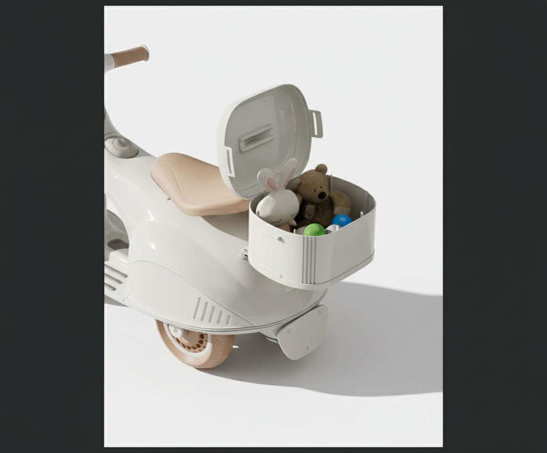 קטנוע חשמלי 3 גלגלים אפור בהיר