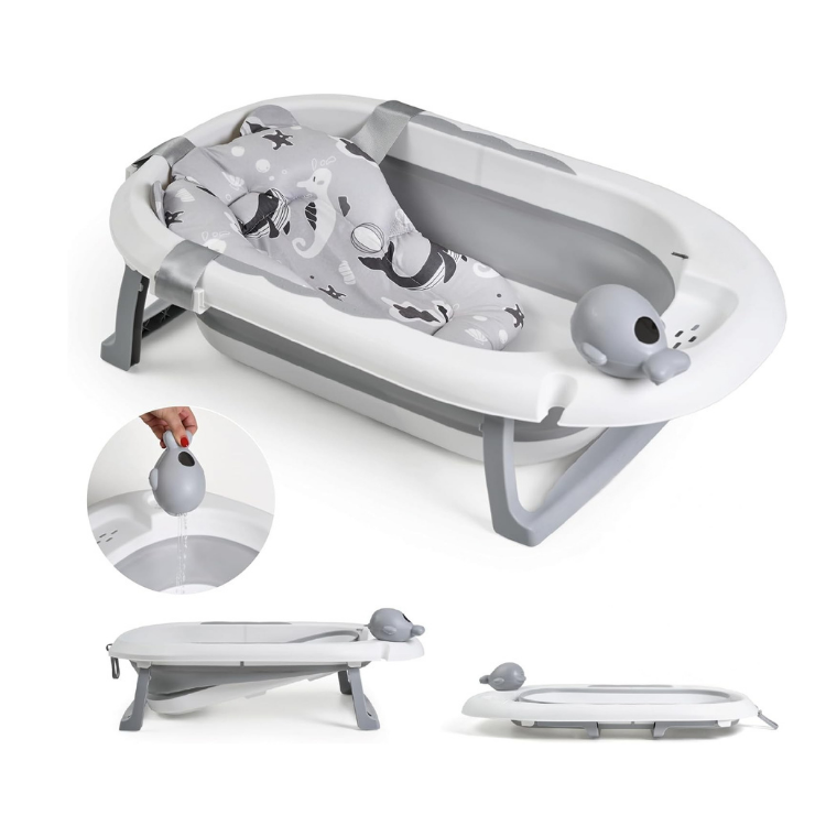 אמבטיית סיליקון מתקפלת – עם צפקל ומשפך | אמבטיה לתינוק