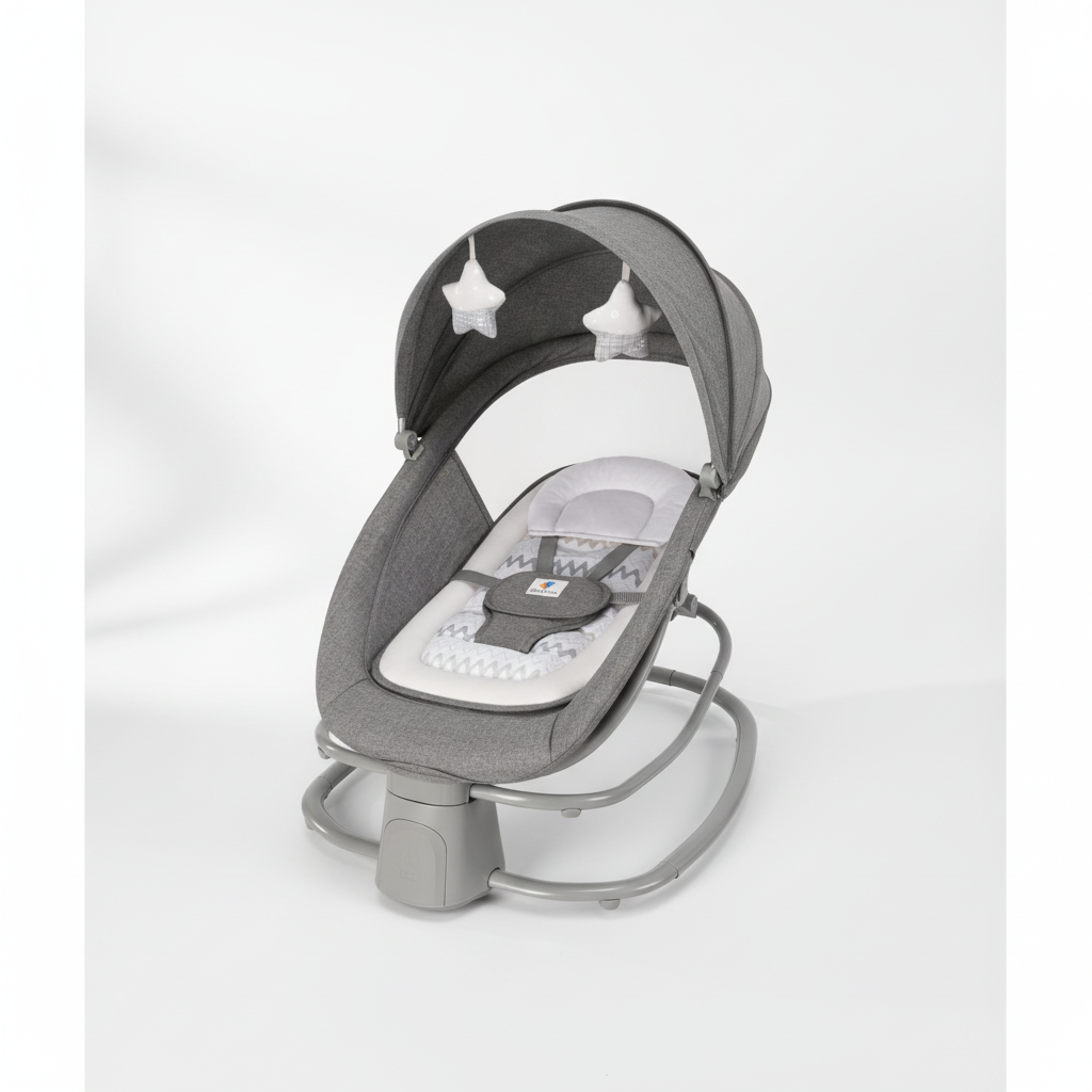 מאסטלה 4 ב-1 – נדנדה חשמלית וטרמפולינה עם מגש אוכל נשלף