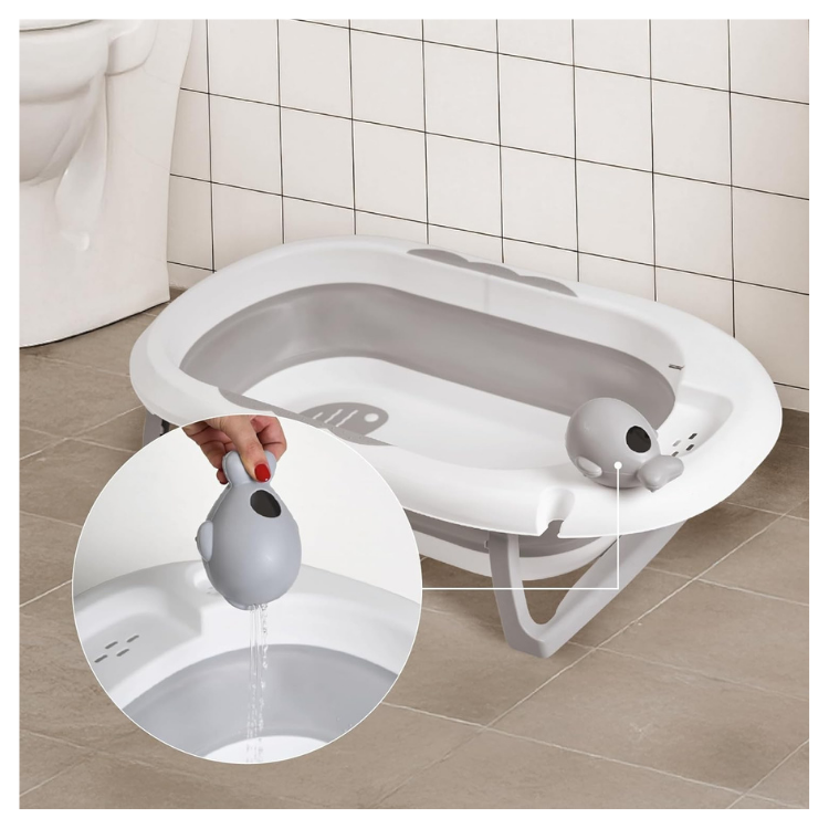 אמבטיית סיליקון מתקפלת – עם צפקל ומשפך | אמבטיה לתינוק