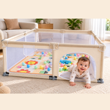 גדר פעילות מתקפלת לתינוקות 180×200 ס״מ – עם שטיח פעילות, כדורים