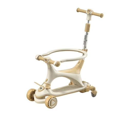 קורקינט YL-688 בצבע בז' עם מושב ומוט דחיפה