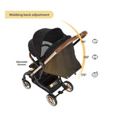 מיניגו – טיולון קיפול אוטומטי מסתובב 360, שחור עם שילדה רוז גולד | טיולון