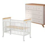 מיטה ושידת החתלה מיניגו לבן שילוב עץ