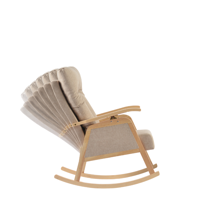 כורסאת הנקה נדנדה בז’ עם גב מתכוונן והדום מתנדנד