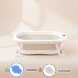 אמבטיית סיליקון מתקפלת – מעמד מתקפל ומד חום, בז׳ | אמבטיה לתינוק