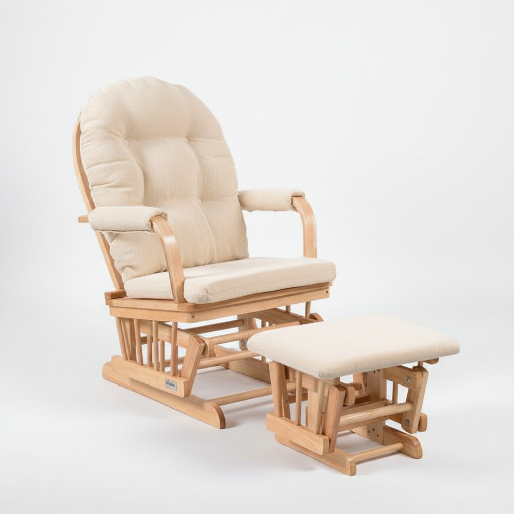 כורסת הנקה TF14T-1S – ריפוד בז' ועץ בוק טבעי | כורסות הנקה