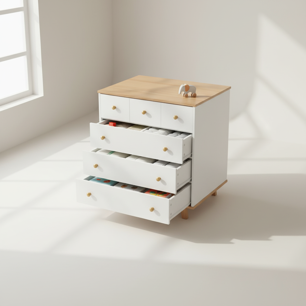 מיניגו – סט מיטה ושידה | חדר תינוק לבן