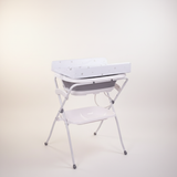 אמבטיית סיליקון מתקפלת עם מעמד ומשטח החתלה – אפור | אמבטיה לתינוק