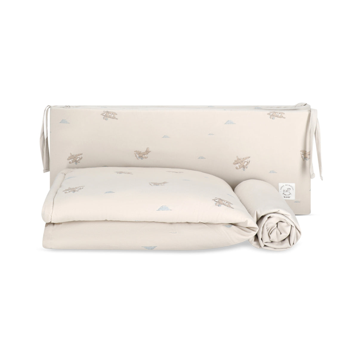 סט מיננה צבע בז'  עם הדפס של מטוסים