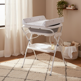 אמבטיית סיליקון מתקפלת עם מעמד ומשטח החתלה – אפור | אמבטיה לתינוק