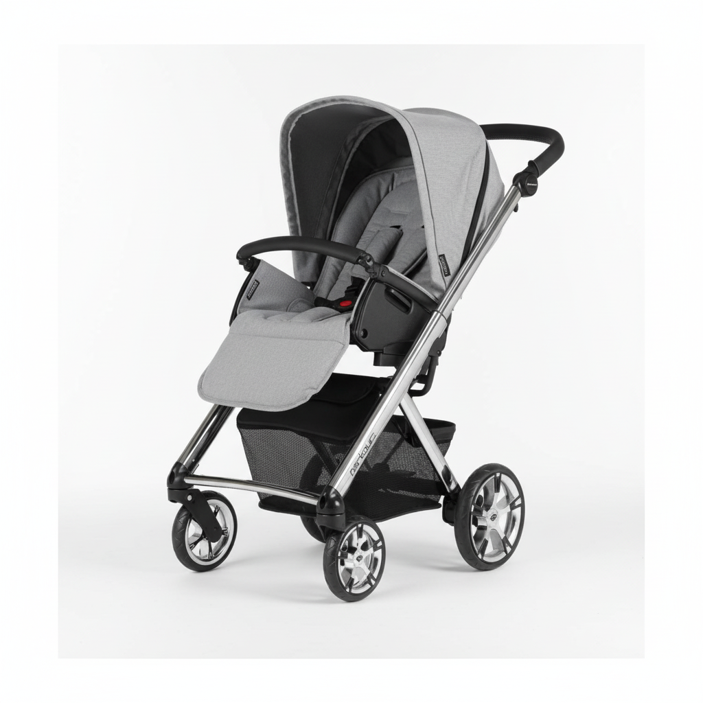 בבהקאר פארקור 051 – אפור דמוי עור | עגלת תינוק