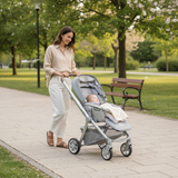 בבהקאר פארקור 051 – אפור דמוי עור | עגלת תינוק