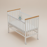 מיניגו – מיטת תינוק ושידת החתלה לבן שילוב עץ | חדר תינוק