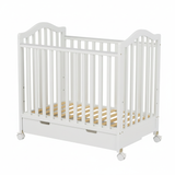 מיטה לתינוקות עם מגירת אחסון – קומפקטית צבע לבן