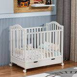 מיטה לתינוקות עם מגירת אחסון – קומפקטית צבע לבן