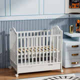 מיטה לתינוקות עם מגירת אחסון – קומפקטית צבע לבן