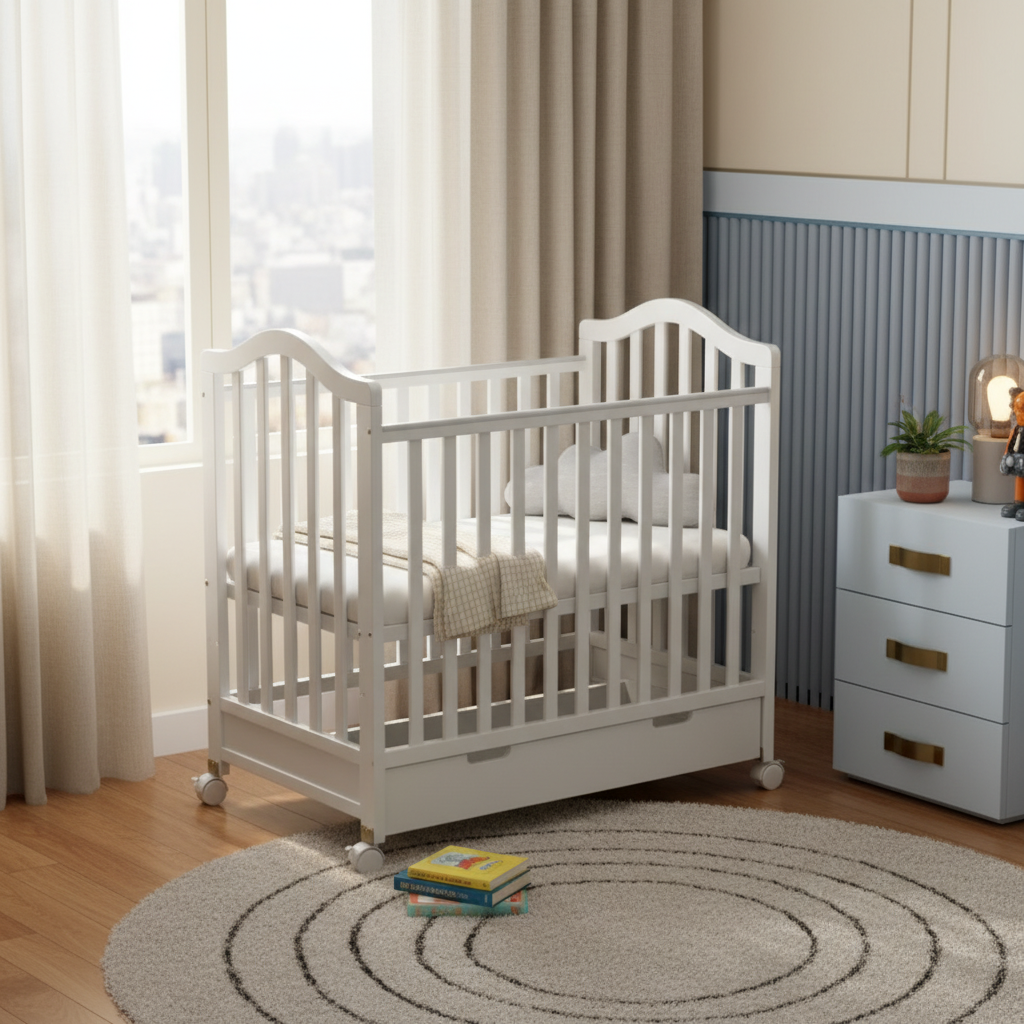 מיניגו – סט מיטה ושידה | חדר תינוק לבן