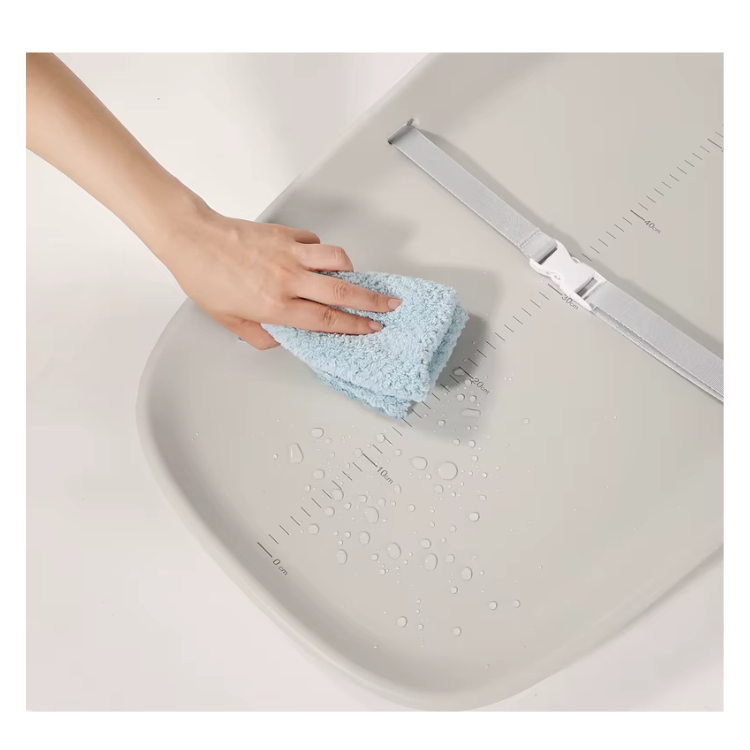 משטח החתלה מסיליקון גדול  עם חגורות צבע בז