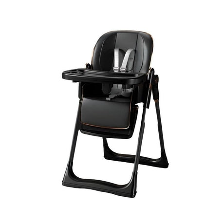 כיסא אוכל מתקפל ריפוד דמוי עור שחור פס זהב