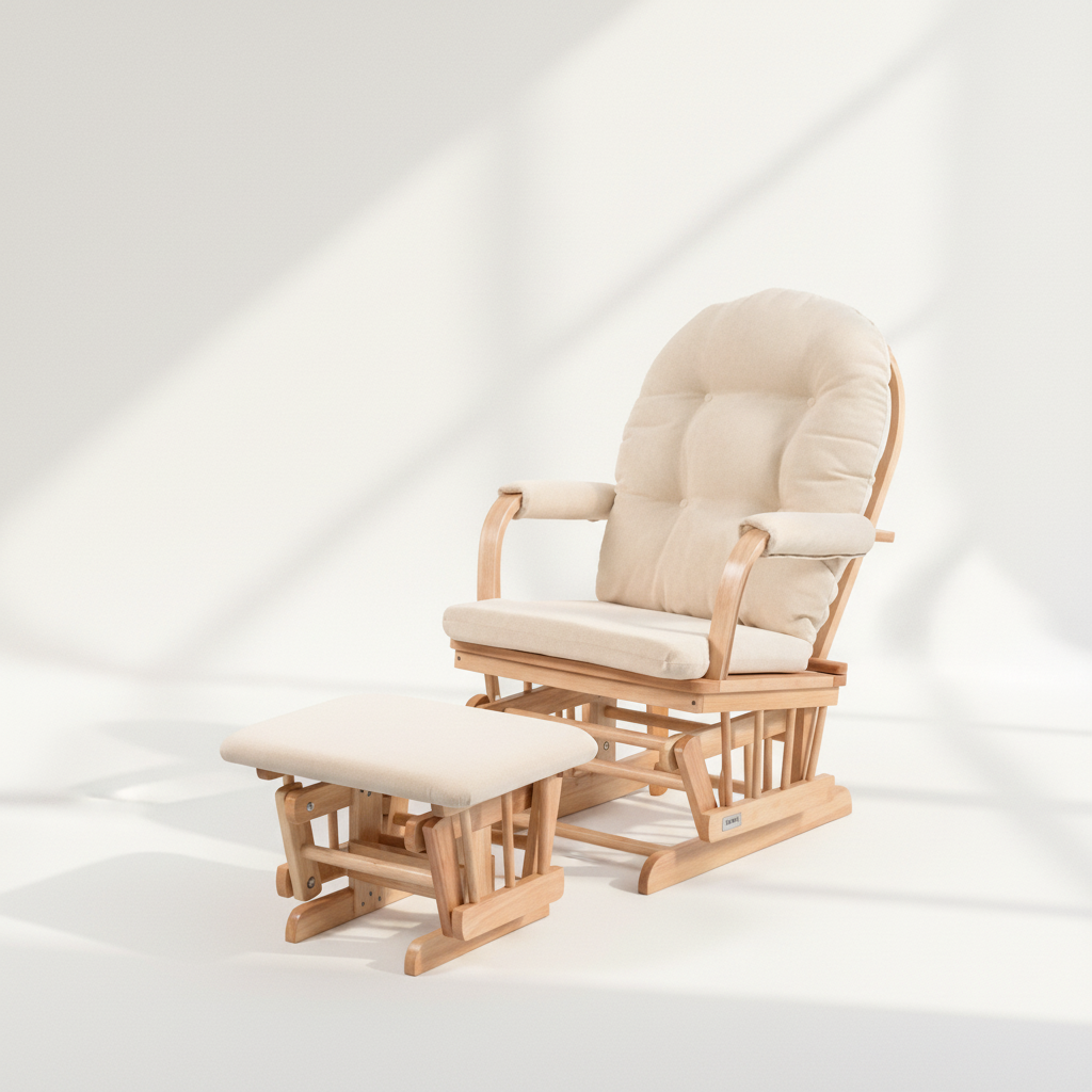 כורסת הנקה TF14T-1S – ריפוד בז' ועץ בוק טבעי | כורסות הנקה