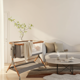 MINIGO עריסה מתחברת דמוי עץ – מתנדנד, אפור | עריסה לתינוק