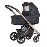 עגלה בבהקאר פארקור דמוי עור שחור שילדה רוז גולד