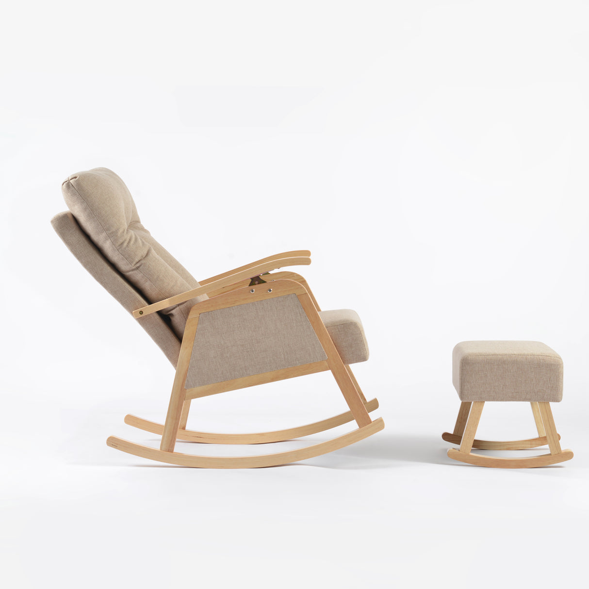 כורסאת הנקה נדנדה בז’ עם גב מתכוונן והדום מתנדנד