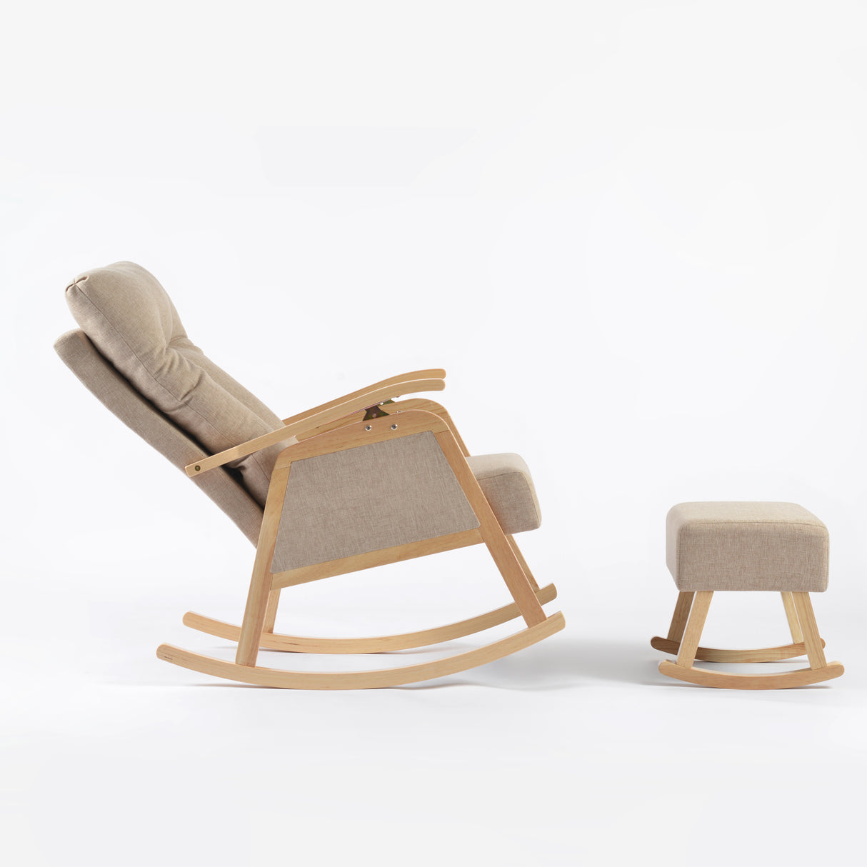 כורסאת הנקה נדנדה בז’ עם גב מתכוונן והדום מתנדנד