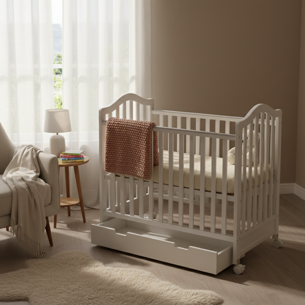 מיניגו – סט מיטה ושידה | חדר תינוק לבן