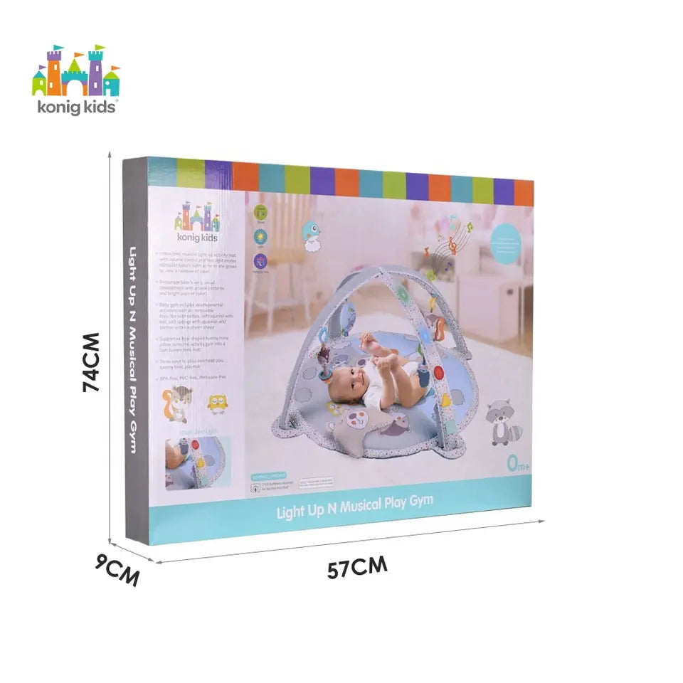 משטח פעילות ואוניברסיטה מוזיקלי לתינוק עם צעצועים תלויים ותאורה