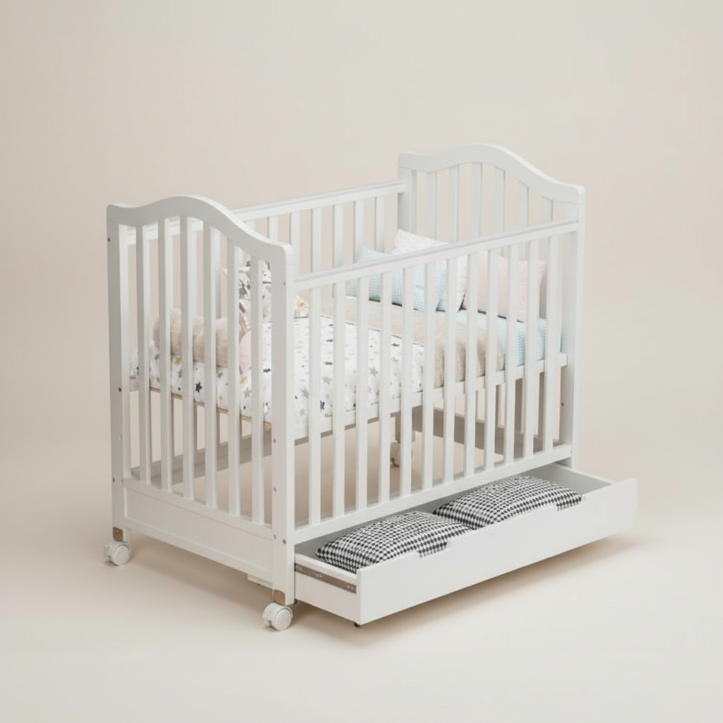 מיניגו – סט מיטה ושידה | חדר תינוק לבן