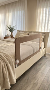 מגן מיטה 150 ס״מ – גובה 66 ס״מ, בז' / חום | מגיני מיטה