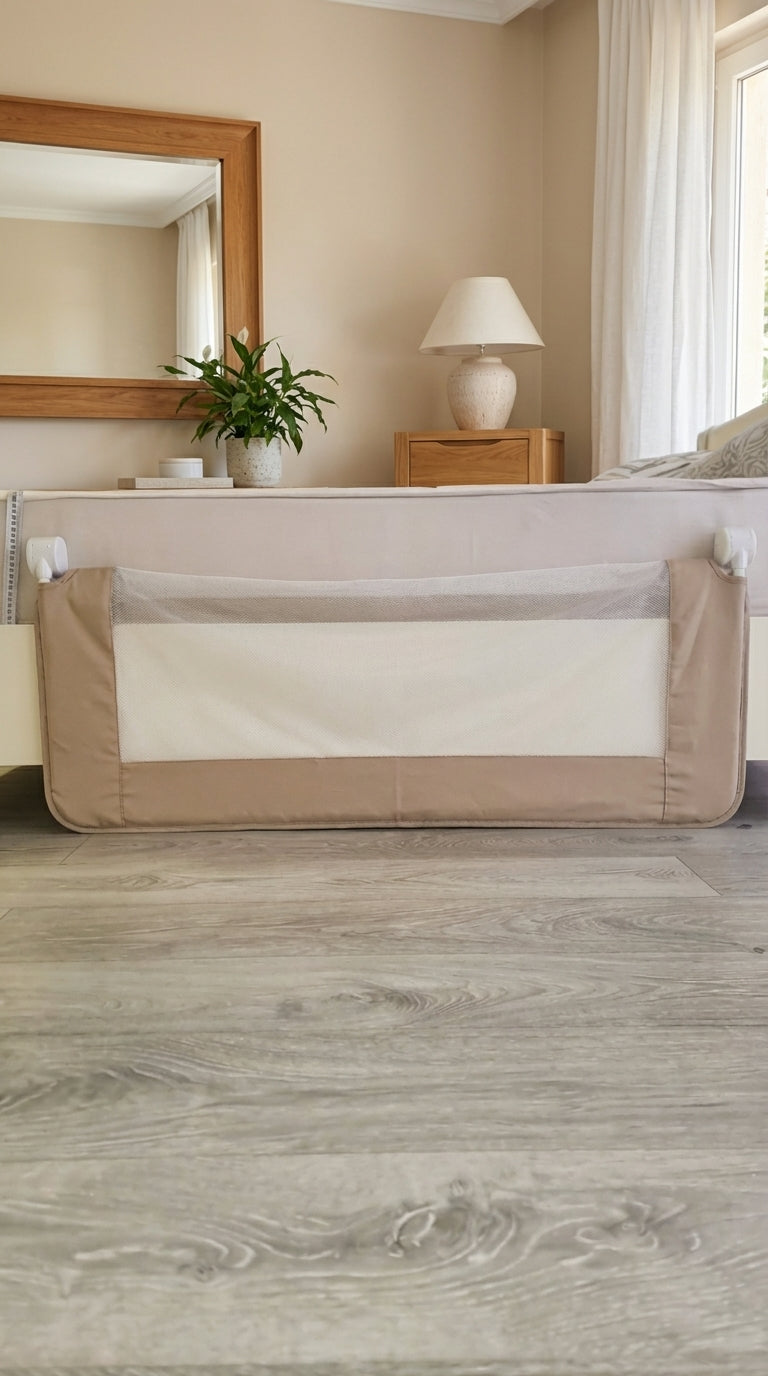 מגן מיטה 150 ס״מ – גובה 66 ס״מ, בז' / חום | מגיני מיטה